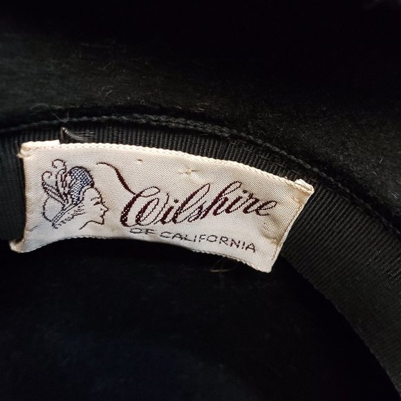 Vintage Black Wool Hat with Bow & Veil